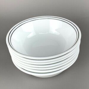 Corning Corelle Optic Set of 7 Double Black Band Soup Cereal Bowls Vintage